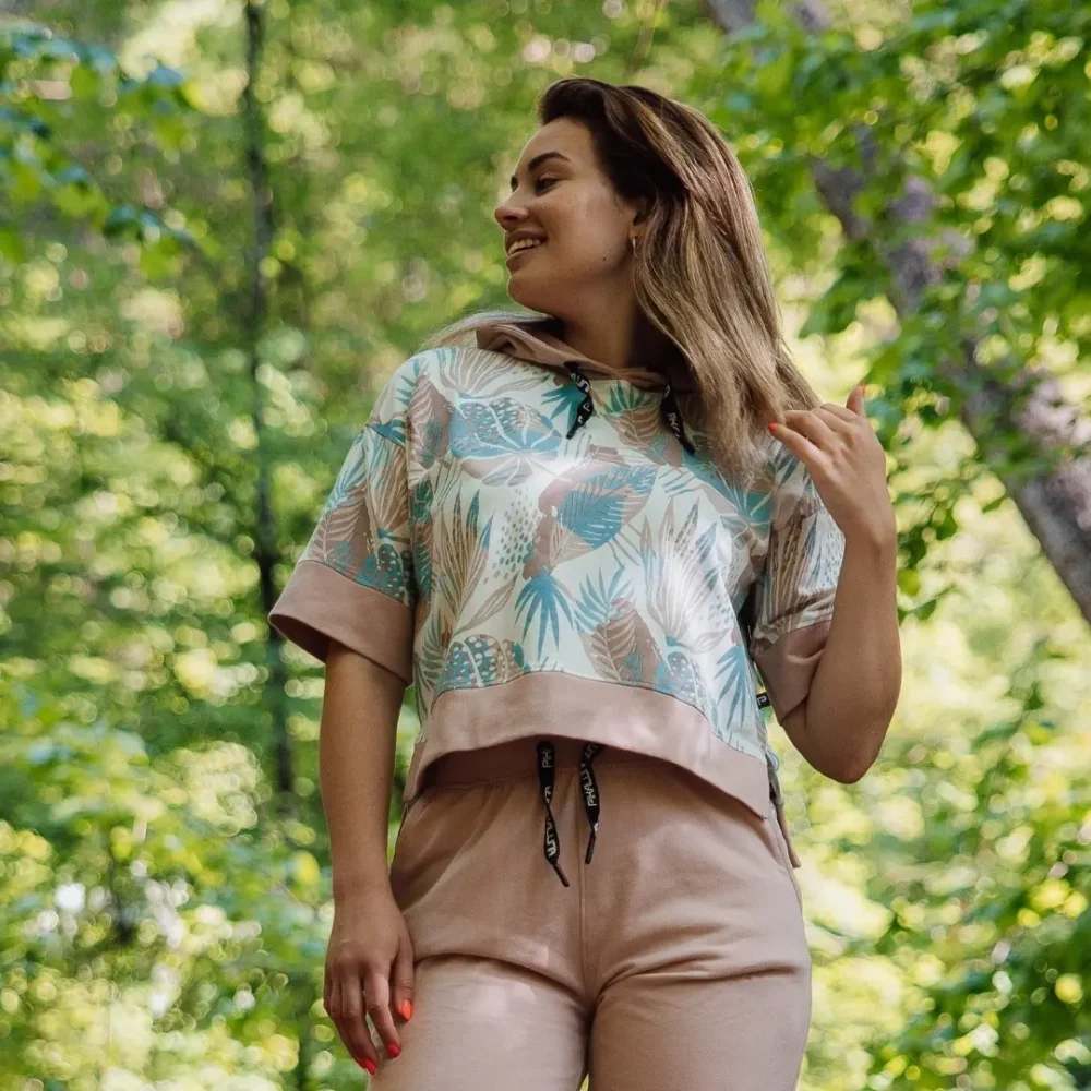 Blush Tropical Kurzärmeliger Sweater