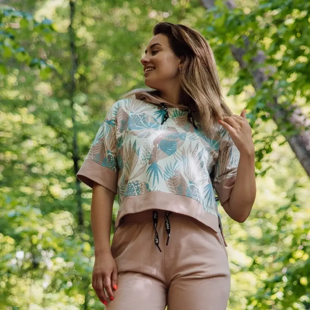 Blush Tropical Short Sleeve Sweater